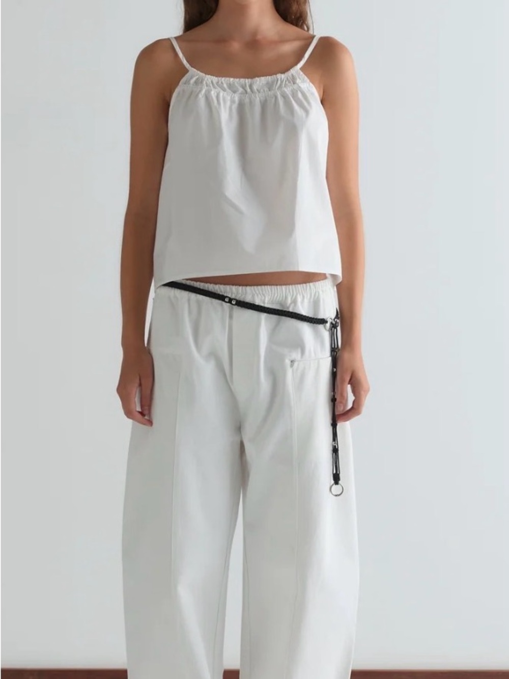 Deiji Studios Pleat Pant in White, Size Large NWT